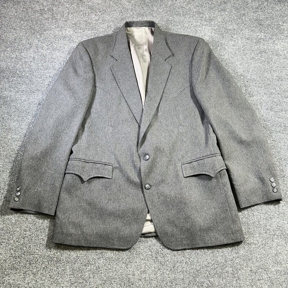 Circle S Other - Vintage Circle S Blazer Jacket 44R Gray Smiley Western Cowboy Rodeo Made in USA